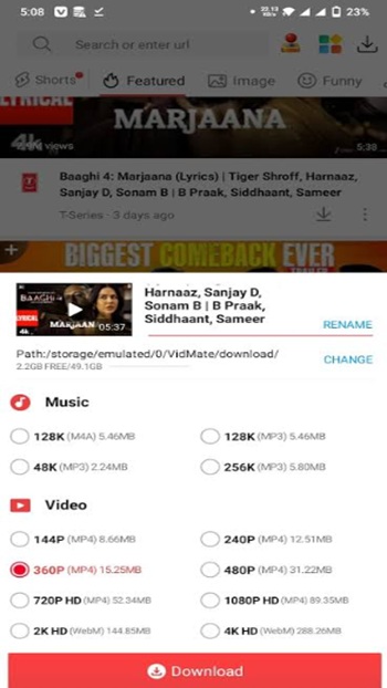 vidmate apk android